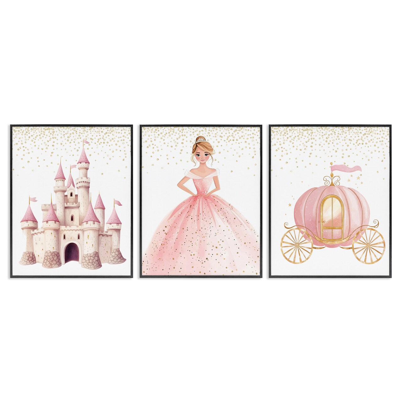 Stupell Industries Princess Dreams Collection 3pc Framed Giclee Set, design by Christine Simpson Art